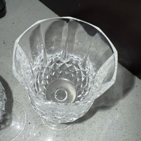 Cristal d'Arques Durand Longchamp Water Glasses Goblets 7 1/4” Crystal Pair Vtg - Picture 6 of 10